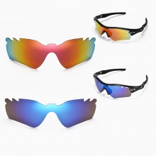 Walleva Fire Red + Ice Blue Polarized Replacement Vented Lenses For Oakley Radar Path Sunglasses